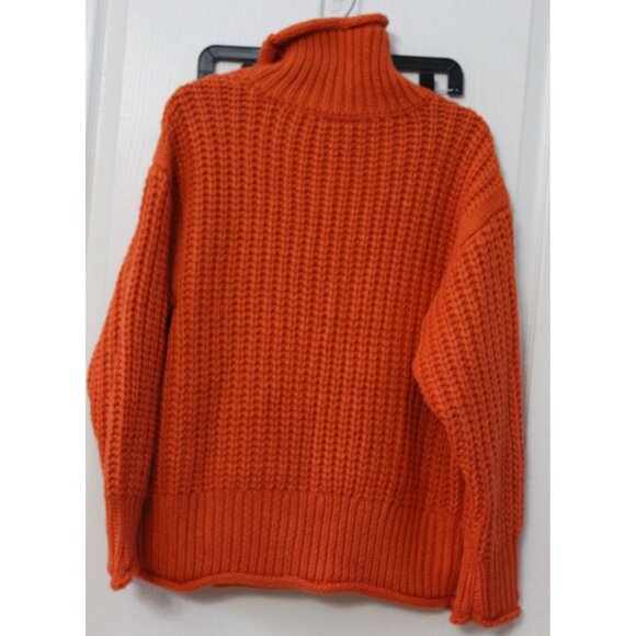 VICI Orange Sweater Mock Neck Chunky Cable Knit Pullover Oversize Size Small - Picture 2 of 5